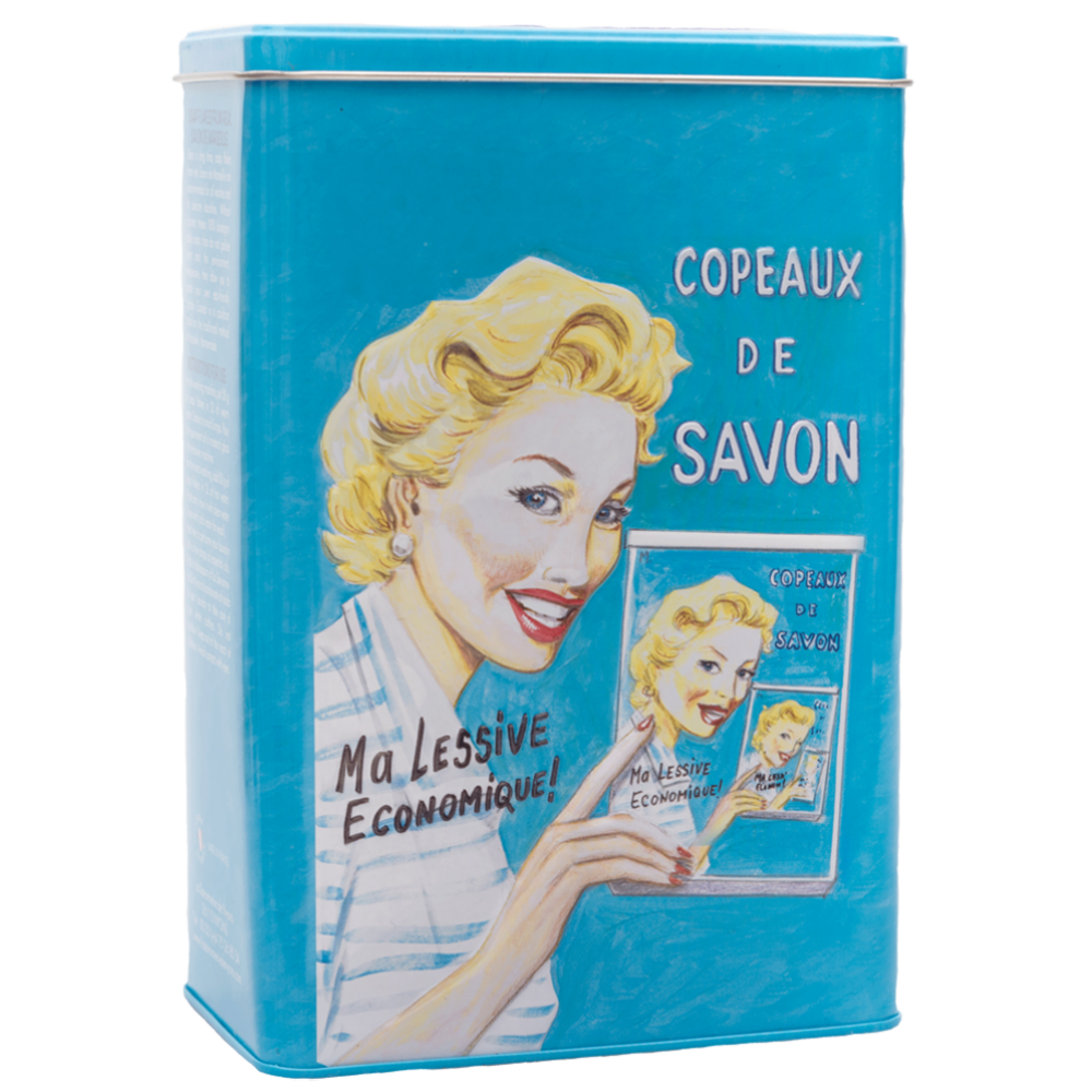 Boîte Métal & Copeaux de Savon 1kg de la collection "Détachants naturels et recharges" - Fabriqué en France par La Savonnerie de Nyons