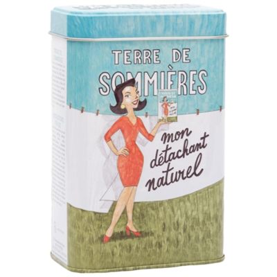 Terre de Sommières 400g & Boîte Métal de la collection "Détachants naturels et recharges" - Fabriqué en France par La Savonnerie de Nyons