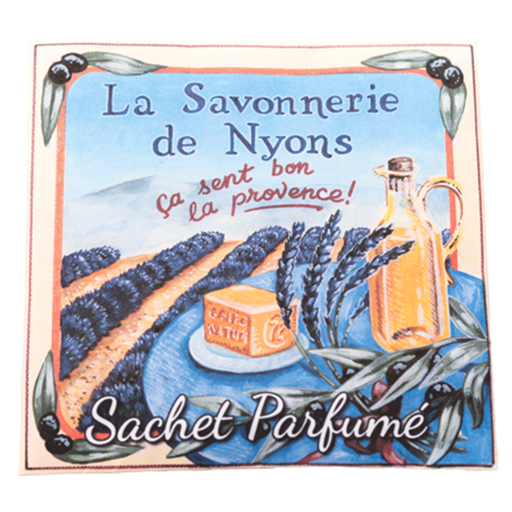 Sachet Parfumé à la fleur de lavandin avec une broderie de trois brin de lavande de la collection Linge de maison "Sachets Parfumés" - Fabriqué en France par La Savonnerie de Nyons