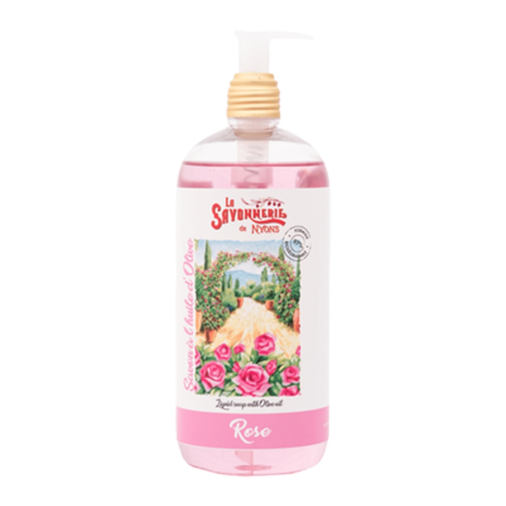 Savon liquide Rose- 500g- de la collection "Savons Liquides" - Fabriqué en France par La Savonnerie de Nyons