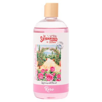 Savon liquide Rose- 1 litre- de la collection "Savons Liquides" - Fabriqué en France par La Savonnerie de Nyons