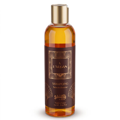 flacon de gel douche à l'huile d'argan. Fabriqué en France.