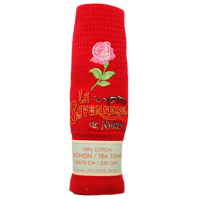 Torchon Rouge 100% Coton de la collection "Torchons de cuisine" - Fabriqué en France par La Savonnerie de Nyons