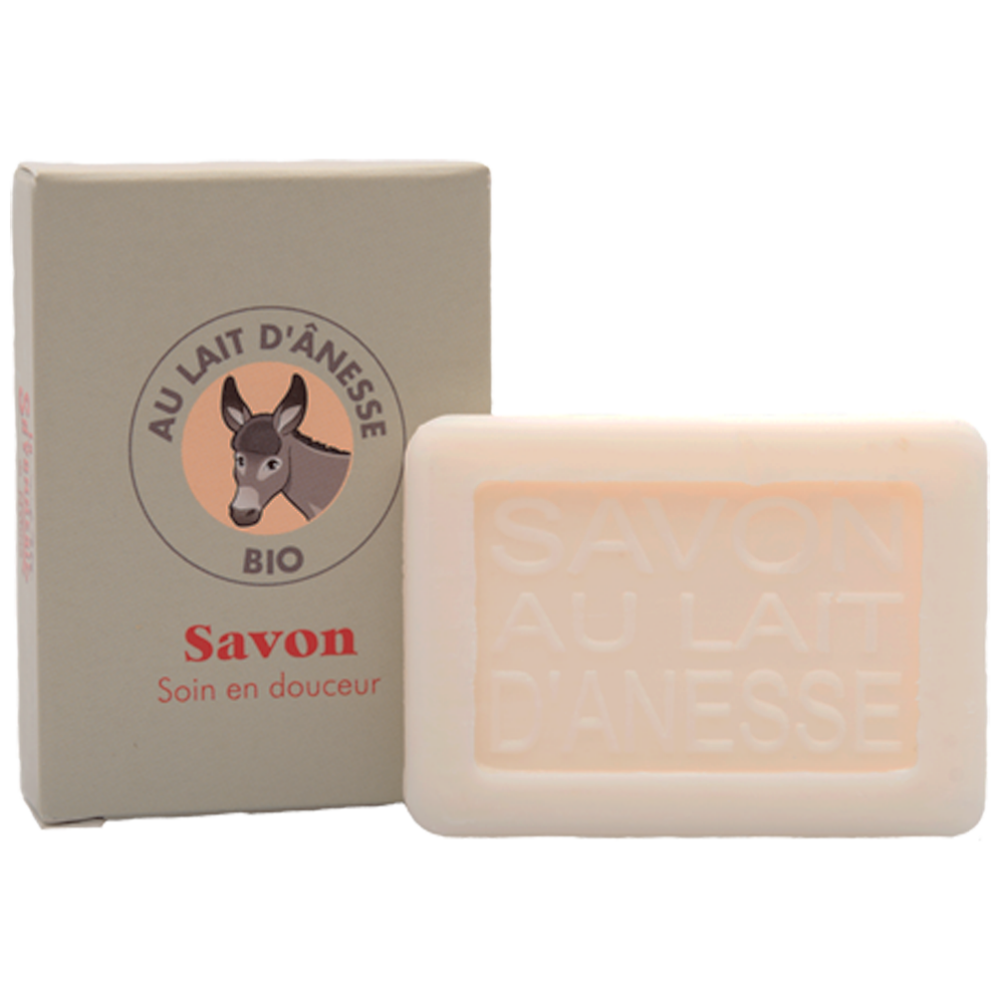 Mini savon rectangle de 25g au lait d'anesse bio avec un emballage papier de la collection "Mini savons" - Fabriqué en France par La Savonnerie de Nyons