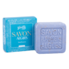 Savon carré de 100g aux algues avec un emballage papier bleu turquoise de la collection "Savons à l’argile" - Fabriqué en France par La Savonnerie de Nyons