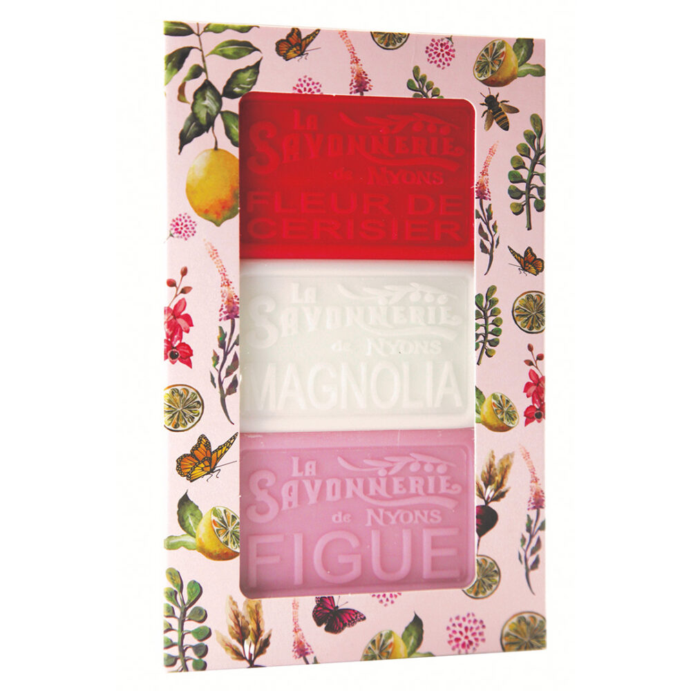 fourreau de 3 savons rose