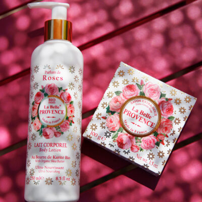 Lait corporel et savon La Belle Provence senteur Roses