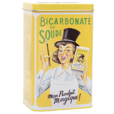 Boîte Métal & Bicarbonate de Soude 750g de la collection "Détachants naturels et recharges" - Fabriqué en France par La Savonnerie de Nyons