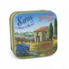 Savons dans une boite en métal avec une illustration de la borie de la collection de savons  "Boites avec Savons" - Fabriqué en France par La Savonnerie de Nyons