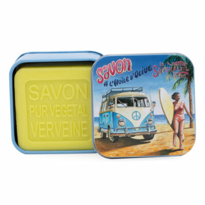 Savons dans une boite en métal avec une illustration de Combi Wolksvagen de la collection de savons  "Boites avec Savons"