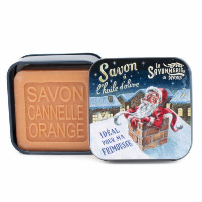 Savons dans une boite en métal avec une illustration de nuit de Noël de la collection de savons  "Boites avec Savons"