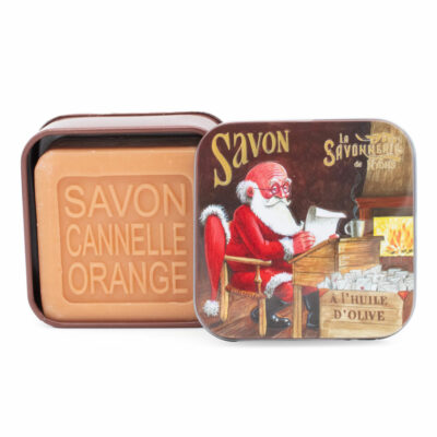 Savons dans une boite en métal avec une illustration de lettre au Père Noël de la collection de savons  "Boites avec Savons"