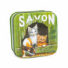Boite à savon en métal avec une illustration de plusieurs chats de la collection de savons "Boites avec Savons" - Fabriqué en France par La Savonnerie de Nyons