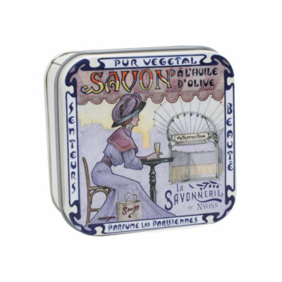 boite à savon en métal avec une illustration du quartier Montmarte à Paris collection de savons "Boites avec Savons" - Fabriqué en France par La Savonnerie de Nyons