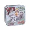 Boite à savon en métal avec une illustration retro d'un bébé prenant son bain de la collection de savons "Boites avec Savons" - Fabriqué en France par La Savonnerie de Nyons