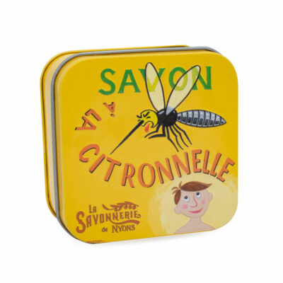 Boite à savon à la citronelle en métal illustrée de la collection de savons "Boites avec Savons" - Fabriqué en France par La Savonnerie de Nyons