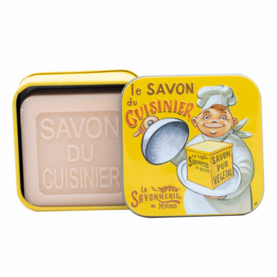 Savon du cuisinier dans une boite en métal retro illustrée de la collection de savons  "Savons des Métiers"