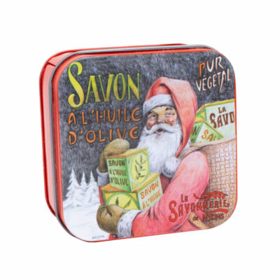 boite à savon du Pere Noel en métal retro illustrée de la collection de savons "Boites avec Savons" - Fabriqué en France par La Savonnerie de Nyons