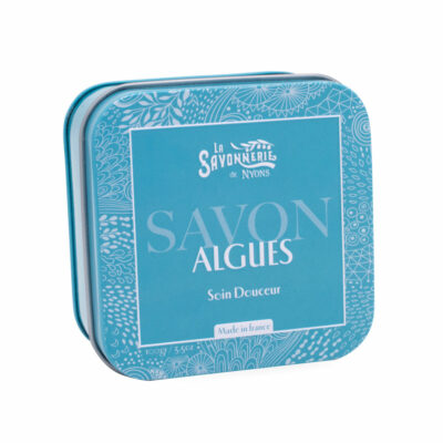 Savon de 100g aux algues dans une boite en métal de la collection de savons soins "Savons à base d’ingrédients naturels" - Fabriqué en France par La Savonnerie de Nyons