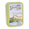 Boite pour savon de 200g en metal vintage illustrée par un dessin retro du fleuve de la Seine à Paris de la collection "Boites avec Savons" - Fabriqué en France par La Savonnerie de Nyons