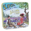 Boite à savon en metal vintage illustrée par un dessin representant un pique nique romantique d'antan en Provence - Fabriqué en France par La Savonnerie de Nyons
