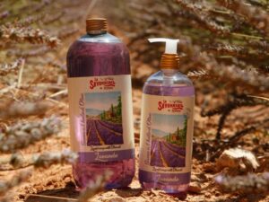 Bidon et recharge de savon liquide à la lavande de la Savonnerie de Nyons