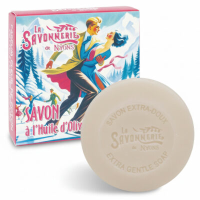 Savon 100g Beurre de Karité Bio et Huile d’Olive de Nyons – Étui en Carton Noël – Les Patineurs