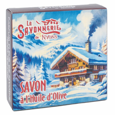 Savon 100g Beurre de Karité Bio et Huile d’Olive de Nyons – Étui en Carton Noël – Le Chalet