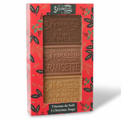 Fourreau 3 savons de Noël 100g - Pain d'épices, Orangette, Orange Cannelle