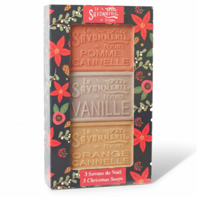 Fourreau 3 savons de Noël 100g - Pomme Cannelle, Vanille, Orange Cannelle