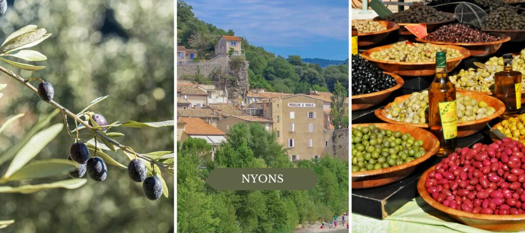 Villag de Nyons en Drome Provençale, c´lbre poru son huile d'olive tanche AOP