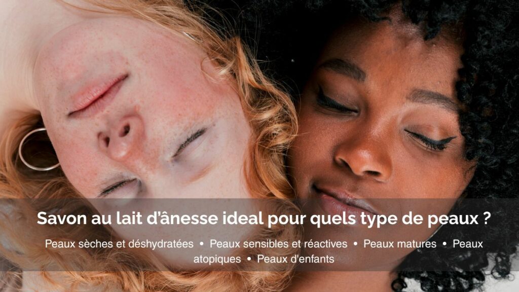 savon au lait d'anesse pour quelles peaux? Question illustree par le visage d'une femme noire {a la peau seche et le visage d'une femme blanche á la peau atopique